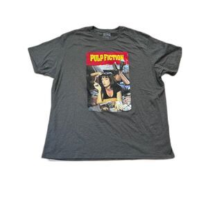 Pulp Fiction Graphic Tee 3X Gray Short Sleeve Movie Shirt Unisex Streetwear